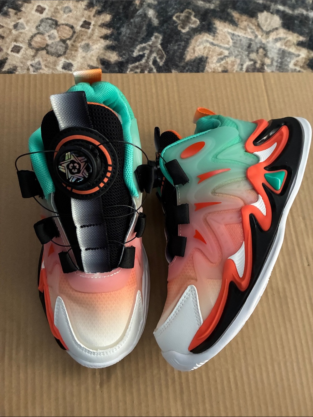 Kids Gradient Mint & Coral Athletic Sneakers
